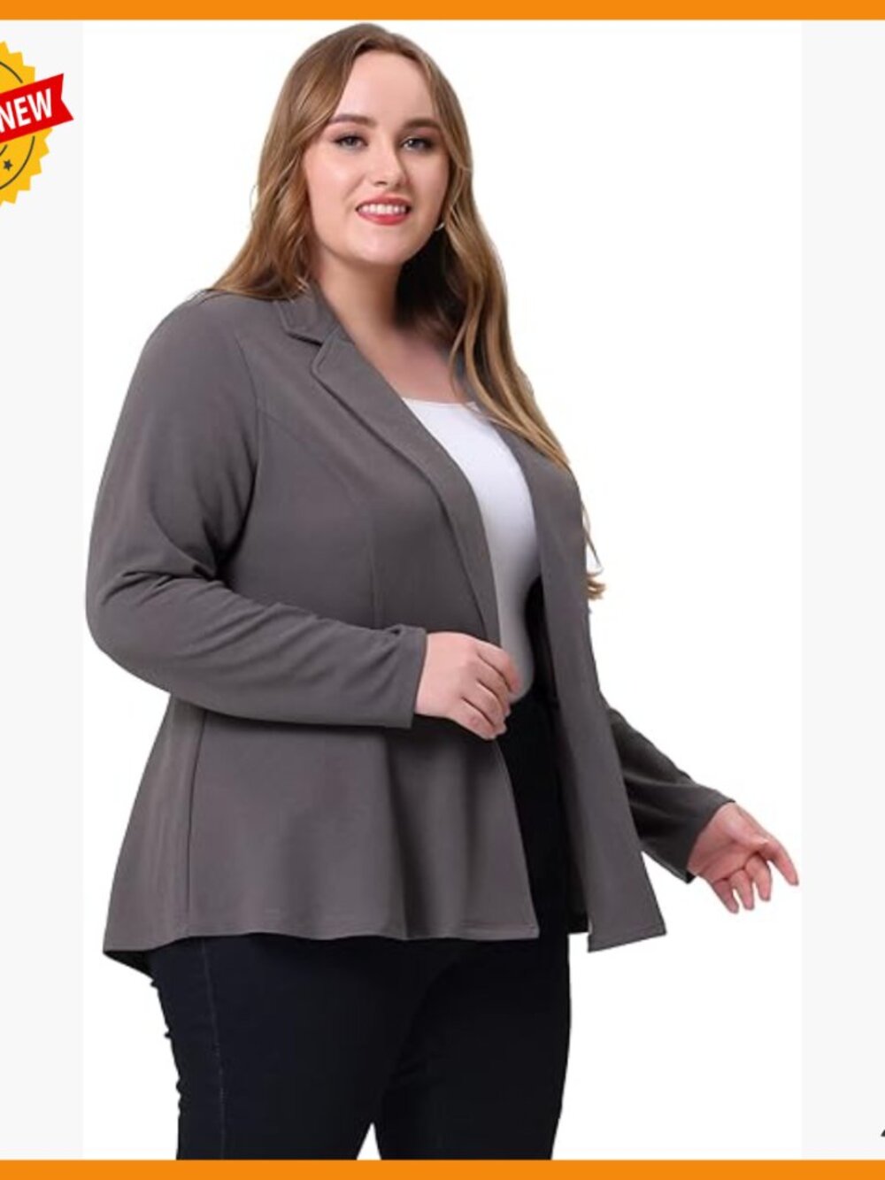 Plus Size Peplum Blazer Notch Lapel Work Business Casual Jacket